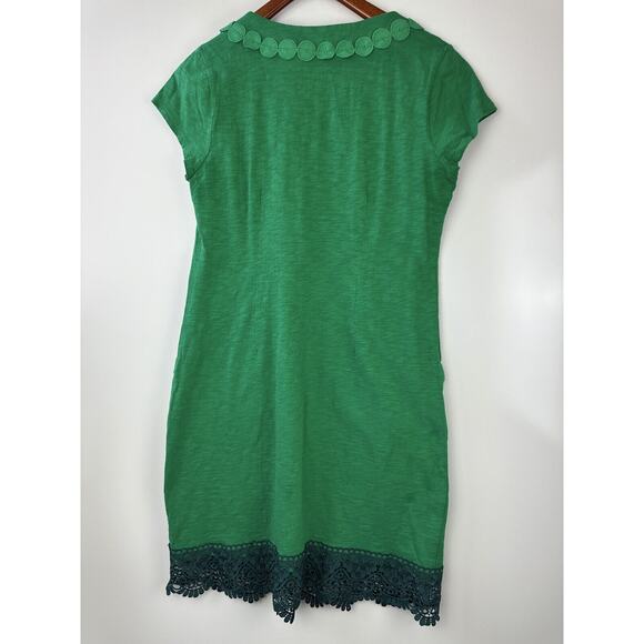 *Altered* BODEN Saskia Jersey Trim Dress Medallion Kelly Green Pockets Size 10 - Picture 7 of 13